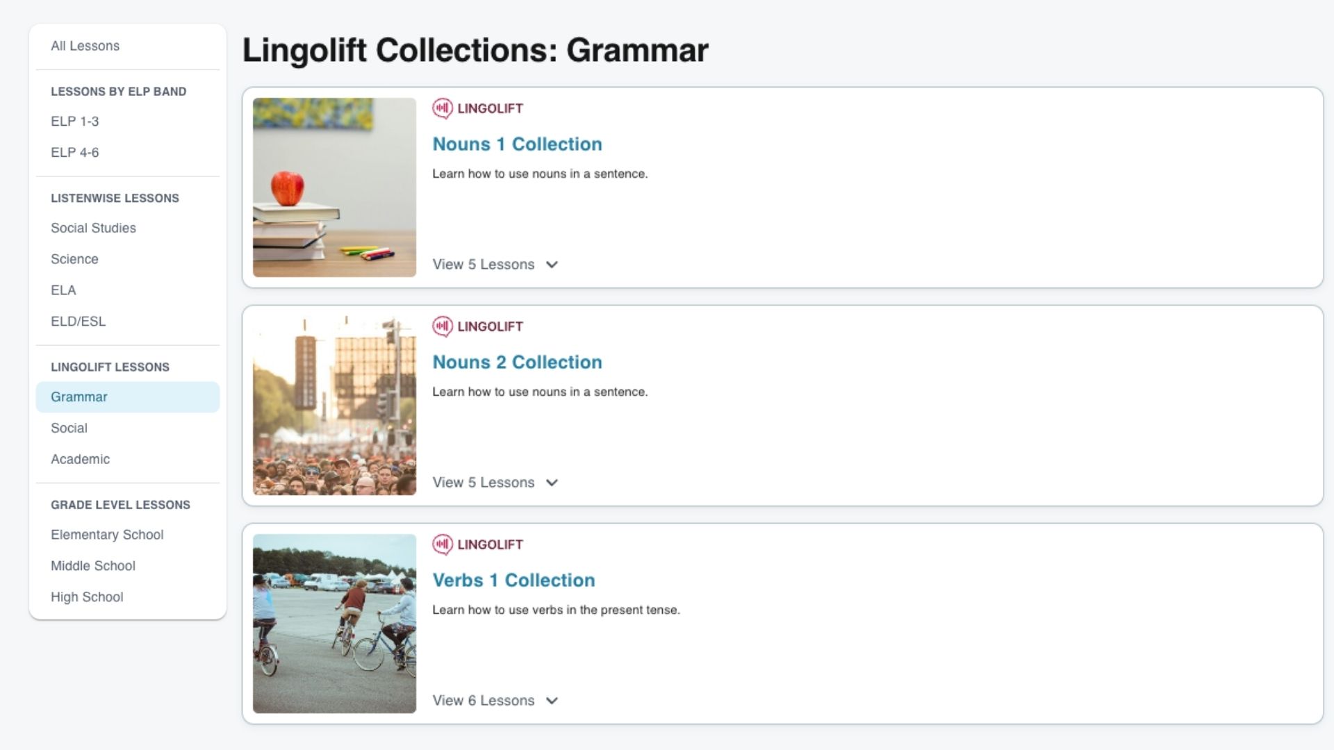 Lingolift collections grammar