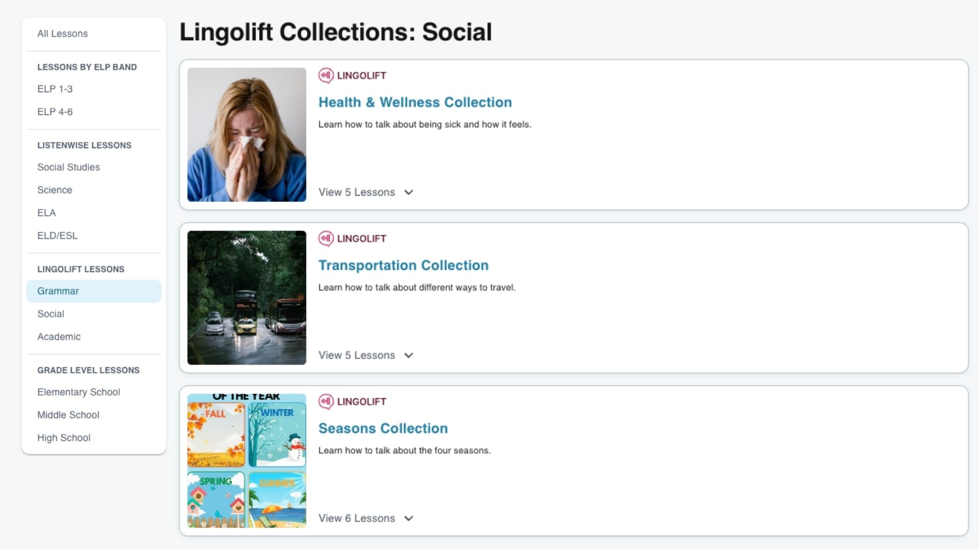 Lingolift collections social